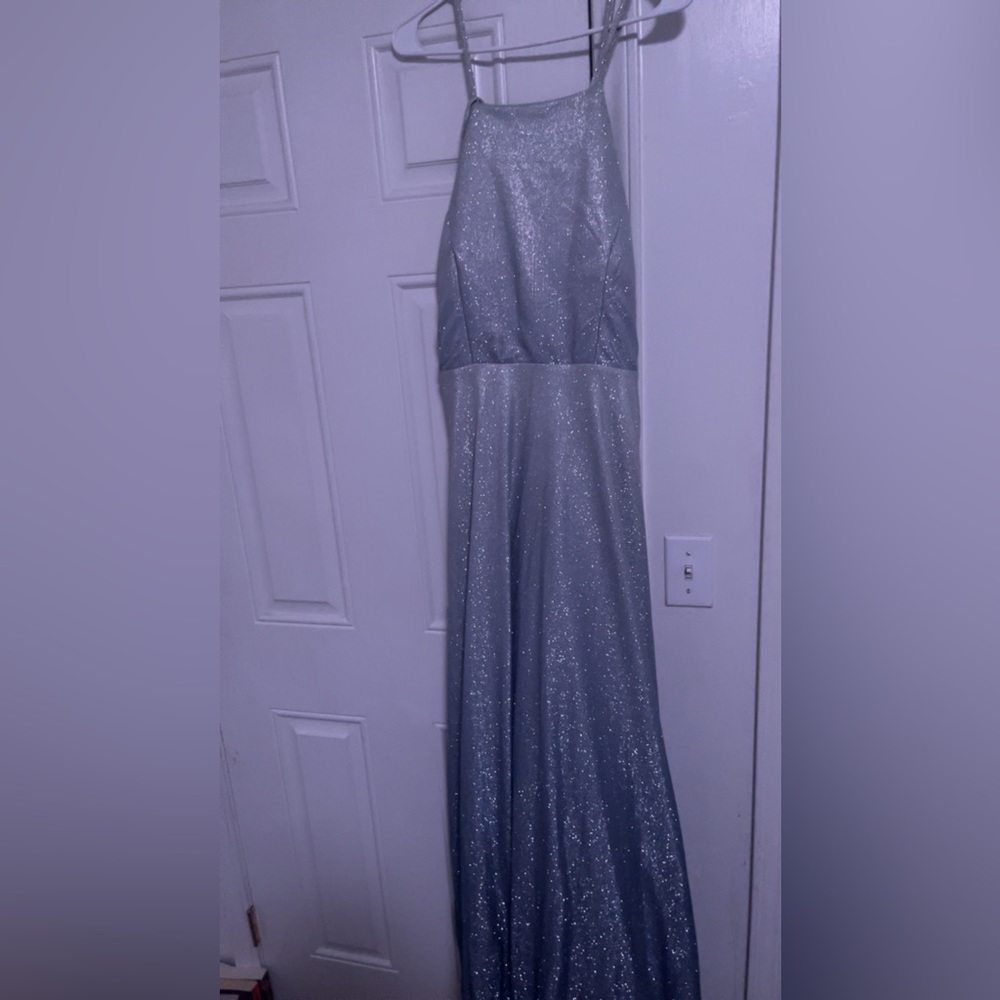 Silver trixxi dress, lace up back. worn once